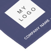 ネイビーブルー白サロンビジネスロゴ ショートテーブルランナー (コーナー)