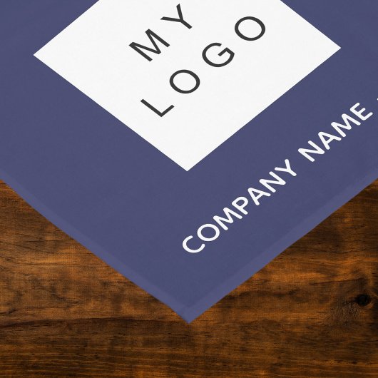 ネイビーブルー白サロンビジネスロゴ ショートテーブルランナー