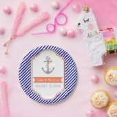 ネイビーブルー白サンゴいかり航海の結婚ズ ペーパープレート (パーティー)