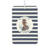 ネイビーブルー白ストライプの写航海の真 カーエアーフレッシュナー (正面)