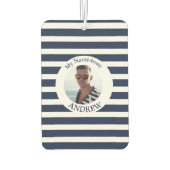 ネイビーブルー白ストライプの写航海の真 カーエアーフレッシュナー (裏面)