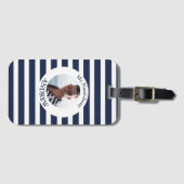 ネイビーブルー白ストライプの写航海の真 ラゲッジタグ (正面横)