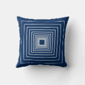 ネイビーブルー白ストライプ色のパターンのミニマル クッション (裏面)