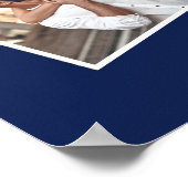 ネイビーブルー白フローラ結婚の写真コラージュ ポスター (角)