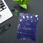 ネイビーブルー白星モノグラム脚本 ノートブック