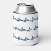 ネイビーブルー白航海の波ロープパターンCan Co 缶クーラー (缶裏面)