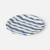 ネイビーブルー白航海の波ロープパーティー ペーパープレート (アングル)