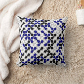 ネイビーブルー白黒ジオメトリメタボールパターン クッション (ブランケット)