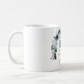 ネイビーブルー白黒フローラ100番目の誕生日ギフト コーヒーマグカップ (左)