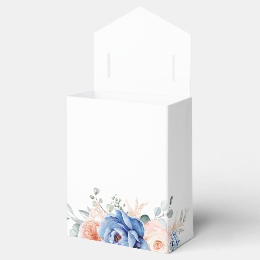 ネイビーブルー石板ダスティ赤面ピンクフローラ結婚ズ フェイバーボックス (オープン)