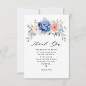 ネイビーブルー石板ダスティ赤面ピンクブライダルシャワー サンキューカード (正面)