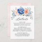 ネイビーブルー石板ダスティ赤面ピンク結婚ズ詳細 エンクロージャーカード (正面/裏面)