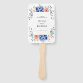 ネイビーブルー石板ダスティ赤面ピンク結婚式 プログラム ハンドファン (正面)