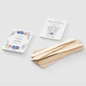 ネイビーブルー石板ダスティ赤面ピンク結婚式 プログラム ハンドファン (組立なし)