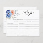 ネイビーブルー石板ダスティ赤面ブライダルシャワーレシピ (正面/裏面)