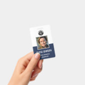 ネイビーブルー社員写真IDバッジ | 会社ID バッジ (手持ち)