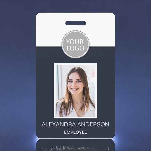 ネイビーブルー社員名ロゴ写真コーポレートワーク バッジ