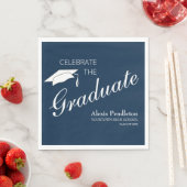 ネイビーブルー祝ホワイト卒業生 スタンダードランチョンナプキン (インサイチュ)