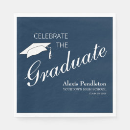 ネイビーブルー祝ホワイト卒業生 スタンダードランチョンナプキン