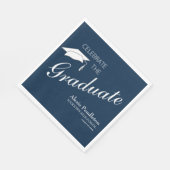 ネイビーブルー祝ホワイト卒業生 スタンダードランチョンナプキン (角)