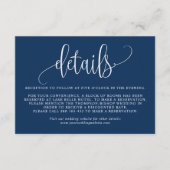 ネイビーブルー私たちモダン書道の結婚詳細 エンクロージャーカード (正面)