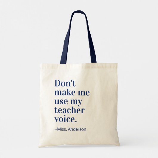 ネイビーブルー私に私の先生声を使わせない トートバッグ (裏面)