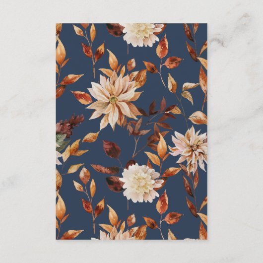 ネイビーブルー秋の結婚式 エンクロージャーカード (裏面)