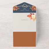 ネイビーブルー秋の結婚式 オールインワン招待状 (外側)