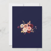 ネイビーブルー秋インラブダリアデイジーブライダルシャワー 招待状 (裏面)