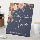 ネイビーブルー秋フローラブライダルシャワー 台座サイン (インサイチュ)