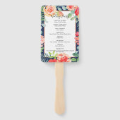 ネイビーブルー秋フローラ結婚式プログラム ハンドファン (裏面)