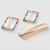 ネイビーブルー秋フローラ結婚式プログラム ハンドファン (組立なし)