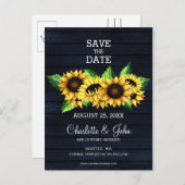 ネイビーブルー納屋の木ひまわり素朴な国 案内ポストカード (正面/裏面)