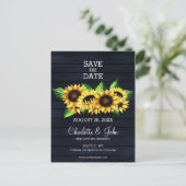 ネイビーブルー納屋の木ひまわり素朴な国 案内ポストカード (スタンド正面)