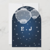 ネイビーブルー紙ランタンが星の下 招待状 (裏面)