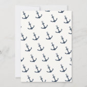 ネイビーブルー素朴いかり航海のベビーシャワー サンキューカード (裏面)