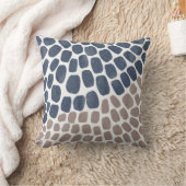 ネイビーブルー素朴アートな手絵を描デザイン クッション (ブランケット)