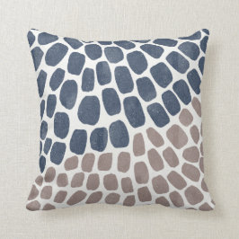 ネイビーブルー素朴アートな手絵を描デザイン クッション