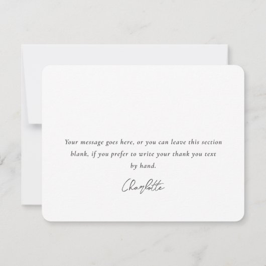 ネイビーブルー素朴ウッドウェディングシャワー誕生日 サンキューカード (裏面)