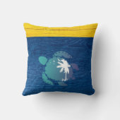 ネイビーブルー素朴ウッドタートルファミリービーチハウス クッション (裏面)