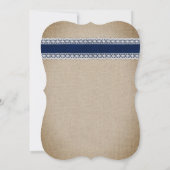 ネイビーブルー素朴カントリーバーラップレース結婚ズ 招待状 (裏面)