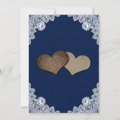 ネイビーブルー素朴カントリーフローラレース結婚ズ セーブザデート (裏面)