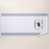 ネイビーブルー素朴ガニショアパーソナライズされたハウス ビーチタオル (正面)