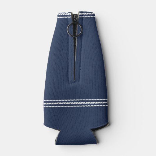 ネイビーブルー素朴ガニショアパーソナライズされたハウス ボトルクーラー (裏面)