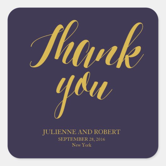 ネイビーブルー素朴シック結婚のステッカー スクエアシール (正面)