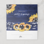 ネイビーブルー素朴ヒマワリ結婚ズ プレイスカード (外部開封)