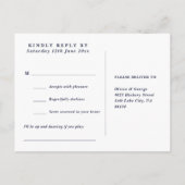 ネイビーブルー素朴フローラソング要求RSVPポストカード インビテーションポストカード (裏面)