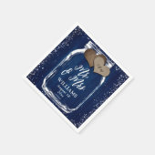 ネイビーブルー素朴メイソン・ジャー・ウッド結婚ズ&ミセス スタンダードカクテルナプキン (角)