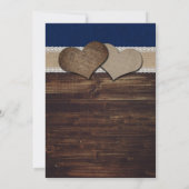 ネイビーブルー素朴ラップとレースサンフラワー結婚ズ 招待状 (裏面)