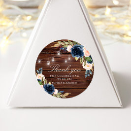 ネイビーブルー素朴結婚フラワーズ ラウンドシール